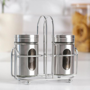 Набор для специй на подставке 2 пред "Стиль" 14х6х13 см 4466585 Х1026810