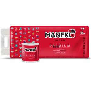 Бумага туалетная "Maneki" (TP709H) RED(красная) 3 слоя, 214 л., 30 м, гладкая, без аромата, 730351