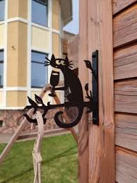 Кронштейн для кашпо, фонарика Кот с бокалом металл 218148650 63280