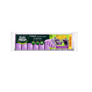 Губка для мытья посуды Master FRESH 10шт STRONG  XL Х70356