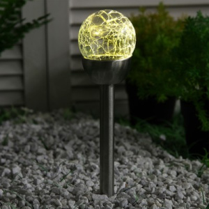 Садовый светильник на солнечной батарее «Стеклянный шар» 1 LED свечение тёплое белое Х47004