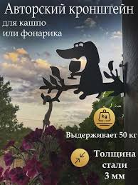 Кронштейн для кашпо, фонарика Собака такса с бокалом 270337960 63310