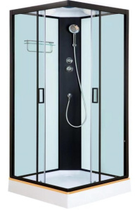 Душевая кабина К90NА Квадратная, низкий поддон, черный профиль  900х900х2150мм СТ985911