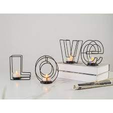 Подсвечник металлический настольный "Love", 13.5 х 42 см, чёрный ОБ69213