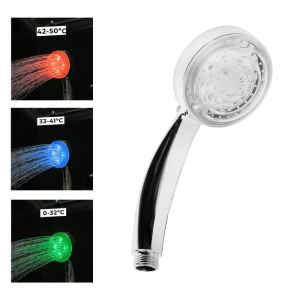 Душевая лейка ZEIN Z0015, с LED подсветкой, 3 цвета, пластик, цвет хром   7188107  15416