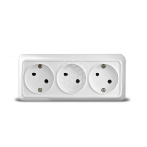 Розетка Олимп трехместная б/з о/у 16А 220В белая 06966