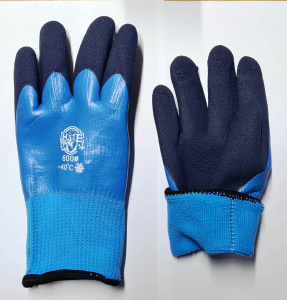 Перчатки нейлоновые утепленные синие масло-бензостойкие ИН50082
