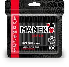 Палочки ватные гигиен. "Maneki" B&W, с черным бумажным стиком, в zip-пакете, 100 шт./упак Х781230