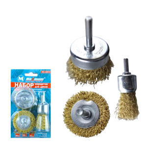 Набор щеток для дрели, 3 предмета, латунированные, волнистая проволока, «Maximum» MX 15074 ИН987823