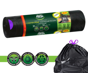 Пакеты для мусора суперпрочные Master FRESH 35л 10шт с завязками Х977763