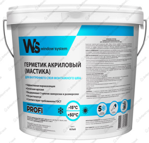 WS, Герметик акриловый для внутреннего пароизоляционного слоя монтажного шва БЕЛЫЙ 7 кг 22374