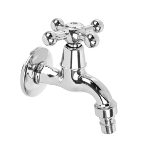 Кран водоразборный короткий излив, вентильный, со штуцером цинк 1/2" 554-037