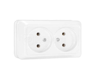 Розетка Олимп двухместная б/з о/у 16А 220В белая 06959