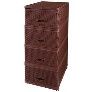 Комод пластиковый 04054 4-х секционный  плетенка 42299