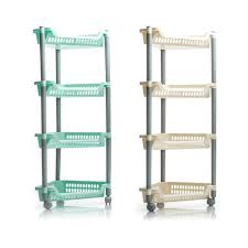 Этажерка угловая, 4 корзины, на колесах, пласт. 820 х 380 х 300мм 005693