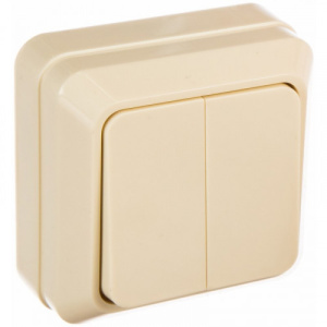 Выключатель Универсал Олимп двухклавишный о/у 10А 220В бежевый Б-О0023 43237