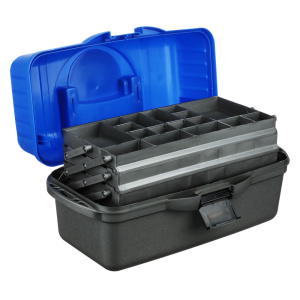 Ящик рыболова трехполочный AZOR FISHING  44x22x24см, ударопрочный полипропилен, синий 986796