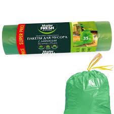 Пакеты д/мусора Master FRESH 35 л 15 шт 14мкм с завязками Х40359