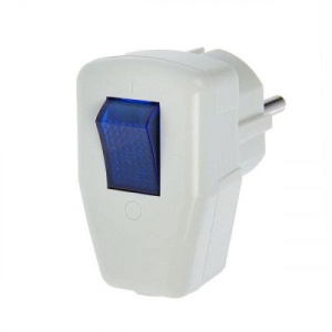 Вилка с выключателем с/з белая 16А 250В 280456