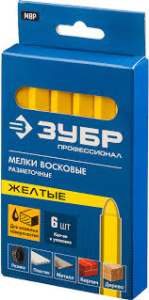 Разметочные восковые мелки ЗУБР, желтые, 6 шт 06330-5/9688300