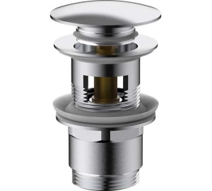 Донный клапан 1 1/4 мет. клик-клак с переливом, хром, большая заглушка 943829