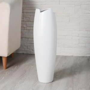 Ваза напольная «Веер», d=14 см, h=58 см, керамика, белая ОБ56213