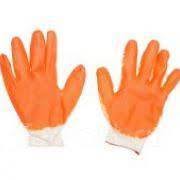 Перчатки хб оранжевый облив белые M-L 856105