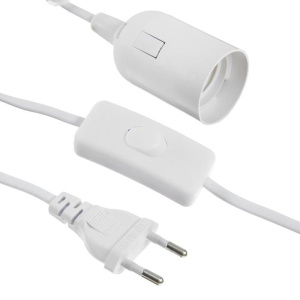 Патрон подвесной с выключателем, Е27, провод 3 м, белый 5105955 СТ15843