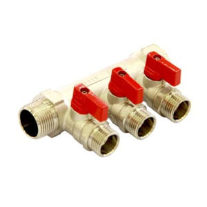 Коллектор 1"FМх1/2М 3 выхода с шаровым краном 58076