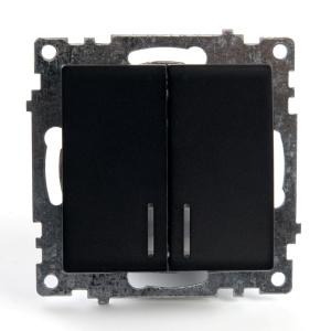 Выключатель 2-кл с подсветкой черный КАТРИН GLS10-7102-05 37910