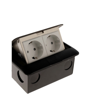 Розетка выдвижная, 16 А, двухместная, черная 10713136