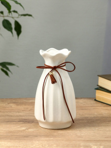 Ваза «Шерон», полосы шнур, 19.5×10×7.5 см, керамика, белая ОБ56138