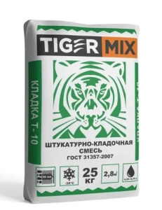 Штукатурно-кладочная смесь ТайгерМикс Т-10 25кг 976834