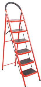 Стремянка обрезиненная (красная) 6ст 06567