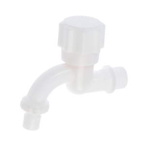 Кран водоразборный со штуцером ZEIN Z9820, с круглой ручкой, PP, кран-букса, белый 5541252