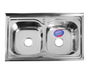 Мойка кухонная MIXLINE 530528, накладная, двойная, 0.6 мм, 80х50х18 см, 3 1/2", с сифоном 5381576