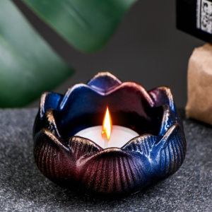 Подсвечник "Лотос" синий космос, 5х8см. ОБ69060