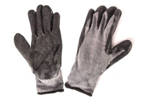 Перчатки хб черный облив серые M-L КР73433