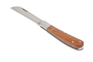 Нож садовый складной, прямое лезвие, 173мм, деревянная рукоятка (79003) Х771996