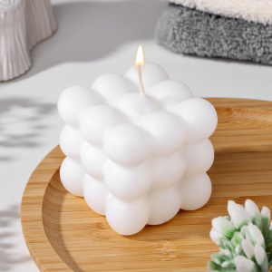 Свеча Бабл куб, 6х6 см, белый ОБ69169