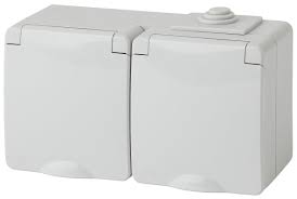 Розетка 2х2P+E гориз. IP65, 16A-250В, ОУ, серый 11-2603-03 ЭРА 017214