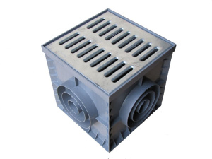 Дождеприемник 250х250мм. пластиковый с решеткой штампованной стальной оцинкованной 015722