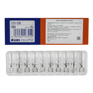 Лампа 12V 5W T10 Koito 1583
