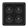 Розетка четырехместная квадратная Универсал Олимп с/з 16А 220В черная 02654 - купить во Владивостоке, фото товара