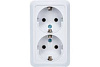 Розетка Олимп двухместная с/з о/у 16А 220В белая 06973 - купить во Владивостоке, фото товара